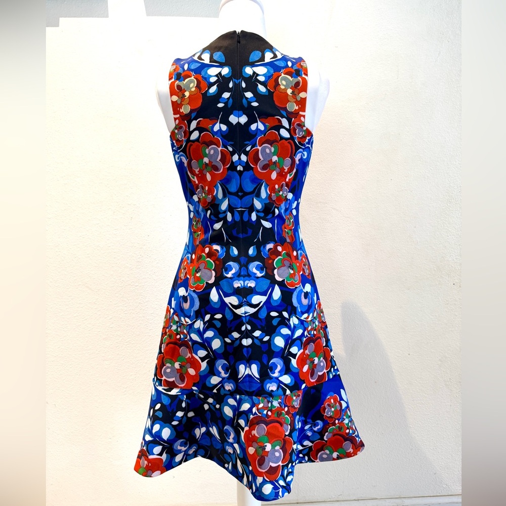Karen Millen Blue Red Floral Stretch Cocktail Dress Size 6 - Picture 5 of 5